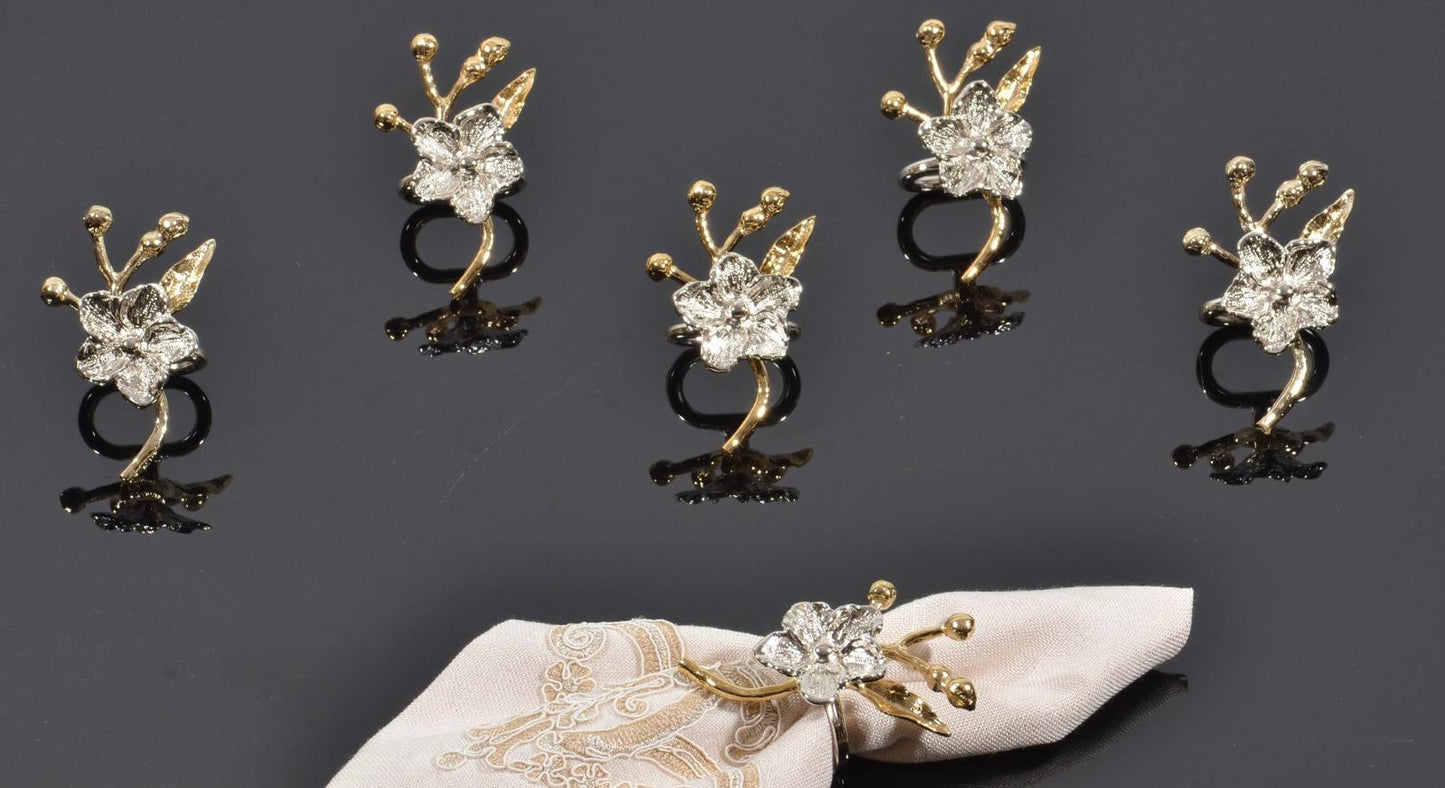 Elegant Flower Napkin Rings Set