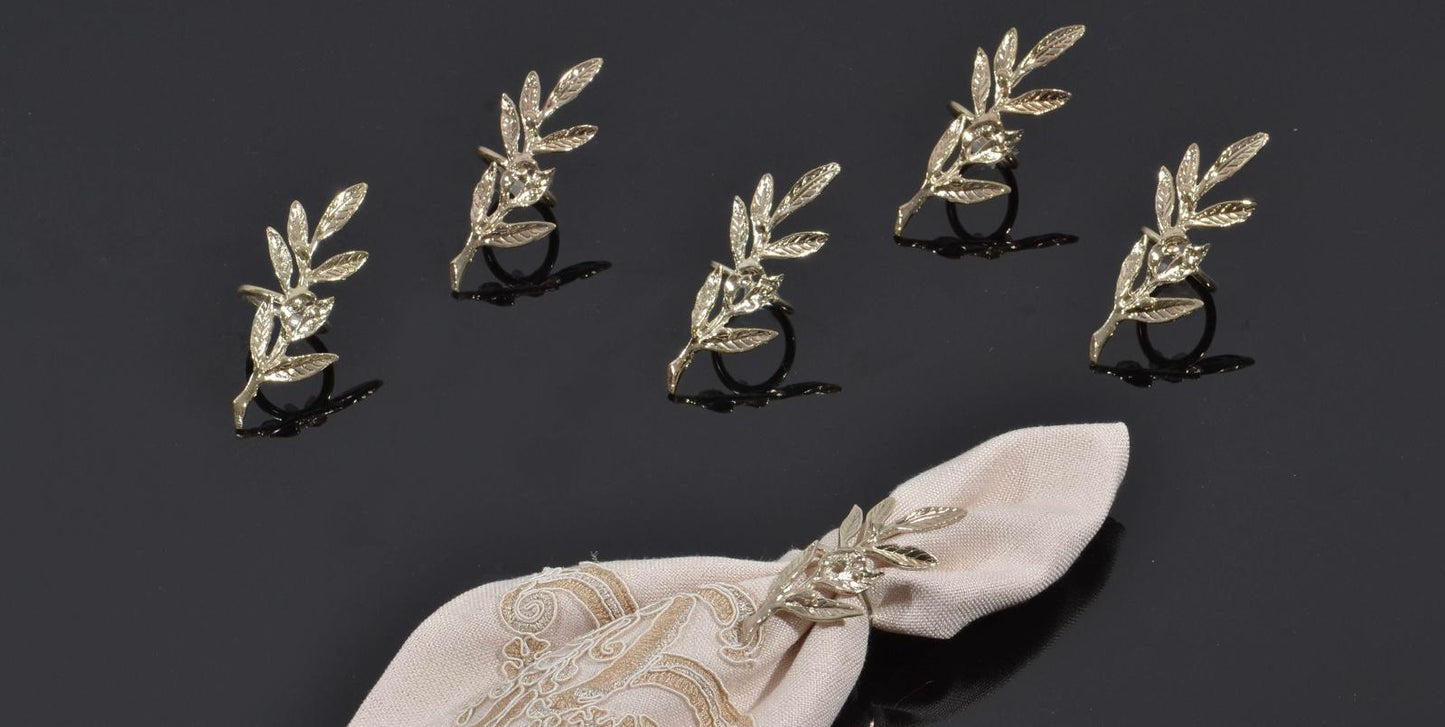 Elegant Leaf Napkin Rings Set