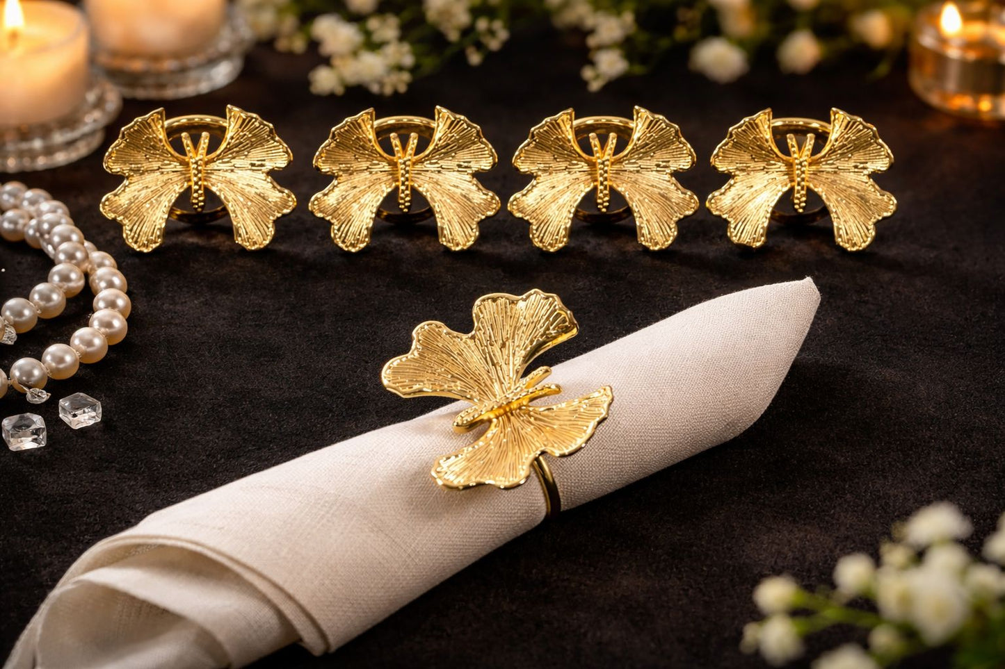 Elegant Butterfly Napkin Rings Set