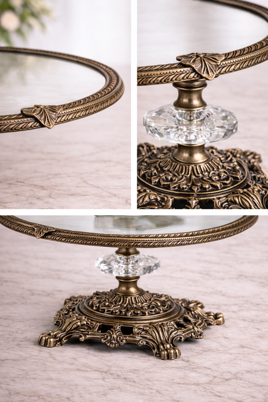Antique Glass Cake Stand 11.4 in (29 cm) | Ornate Pedestal Display Stand for Desserts & Pastries
