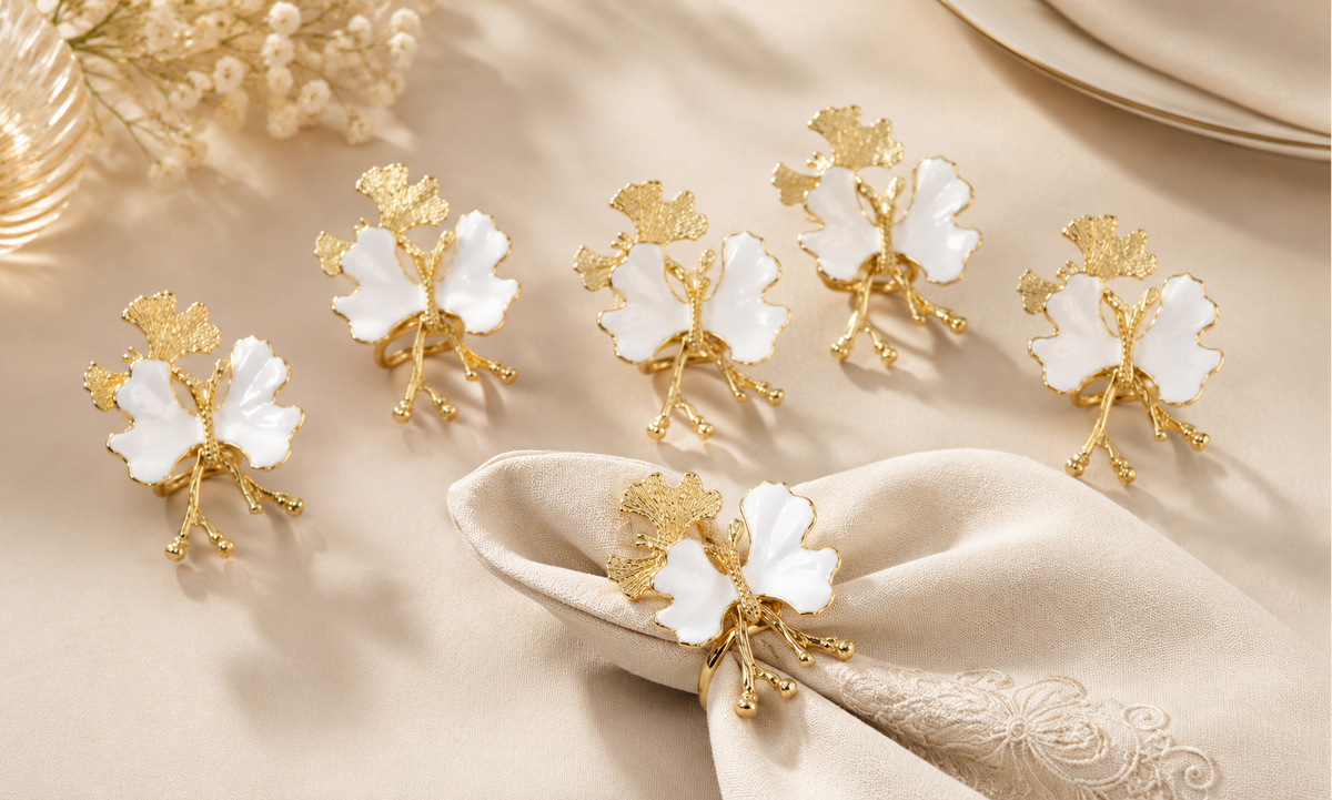 Luxury Gold Butterfly Napkin Rings, Tableware Decor, Serving Decor