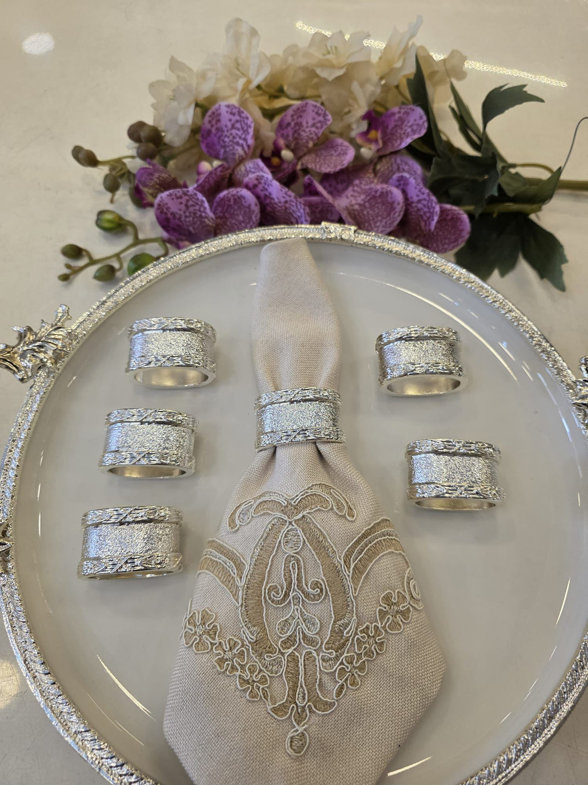 Gothic Antique Napkin Rings Set of 6 Gold, Silver Style Stainless Steel Table Decor