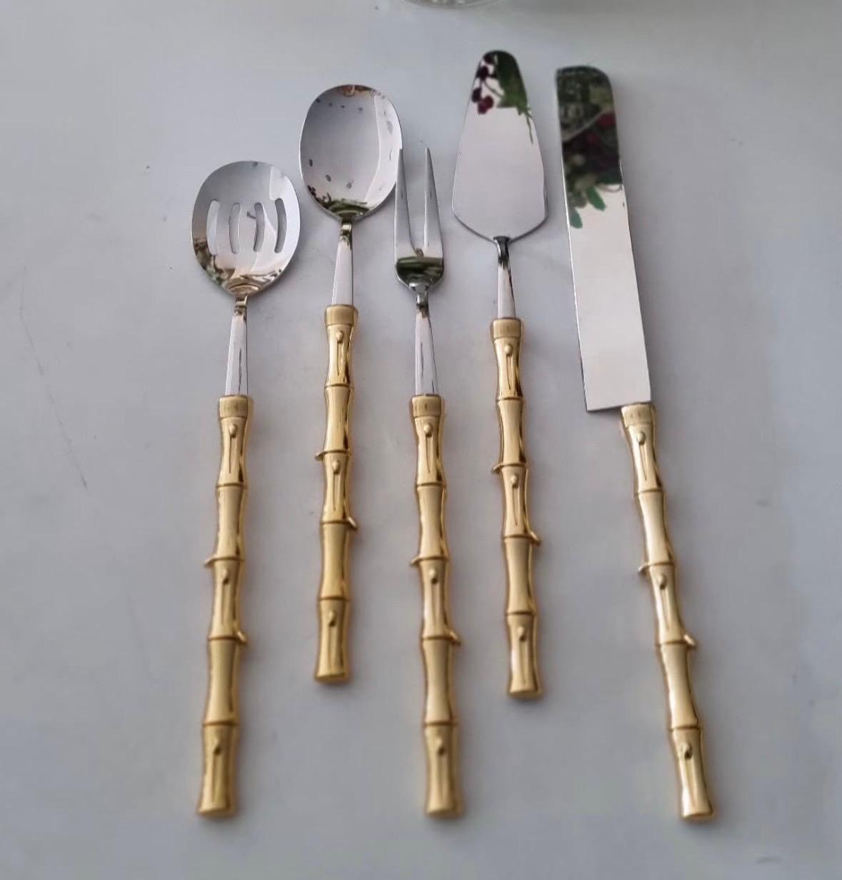 Antique Bamboo Handle Luxury Serving Set