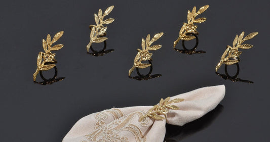 Elegant Leaf Napkin Rings Set
