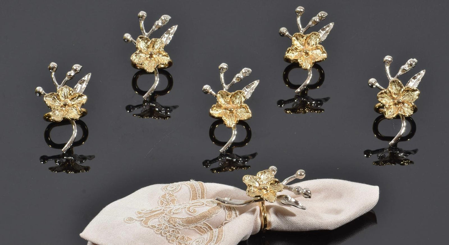 Elegant Flower Napkin Rings Set