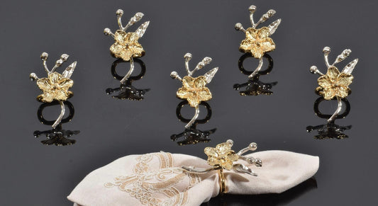 Elegant Flower Napkin Rings Set