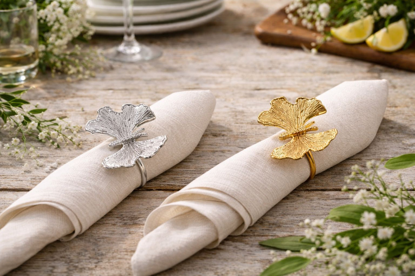 Elegant Butterfly Napkin Rings Set