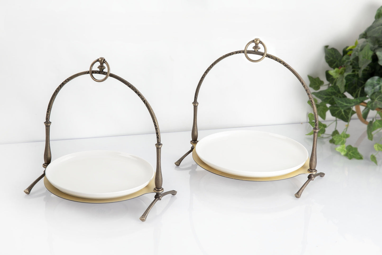 Luxury Porcelain Wedding Cake Stand, Serving Stand, Stainless Steel Dessert Display Tray