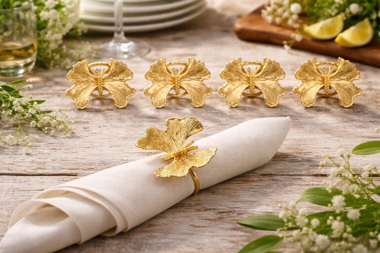 Elegant Butterfly Napkin Rings Set