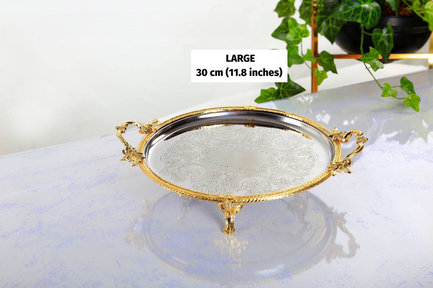 Luxury Bathroom Tray, Stainless Steel Pedestal Display Stand, Gold/Silver/Antique Finishes