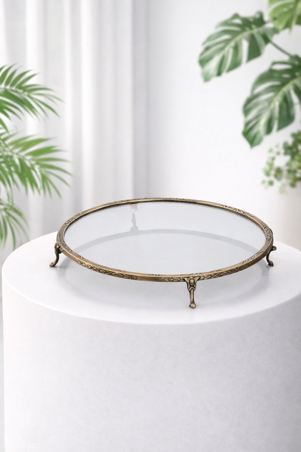 Gold Silver Vintage Glass Cake Stand 30cm, Wedding Dessert Pedestal Display , Table Decor Centerpiece