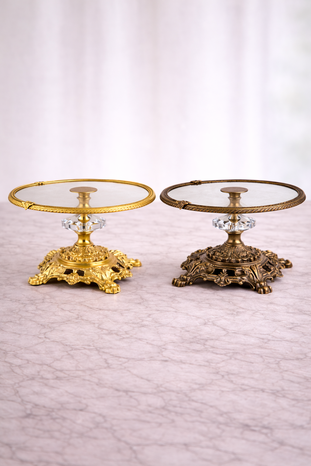 Antique Glass Cake Stand 11.4 in (29 cm) | Ornate Pedestal Display Stand for Desserts & Pastries