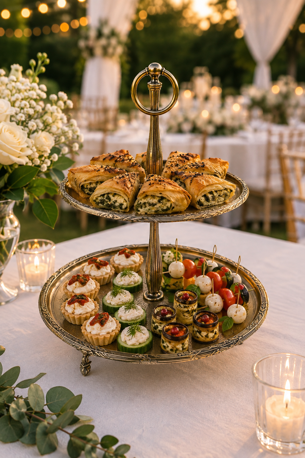 Luxury 2 Tier Serving Stand Stainless Steel Dessert and Appetizer Display