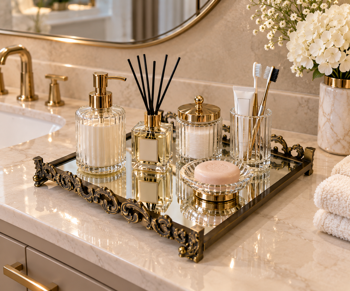Luxury Mirrored Vanity Tray – Vintage Perfume & Makeup Organizer