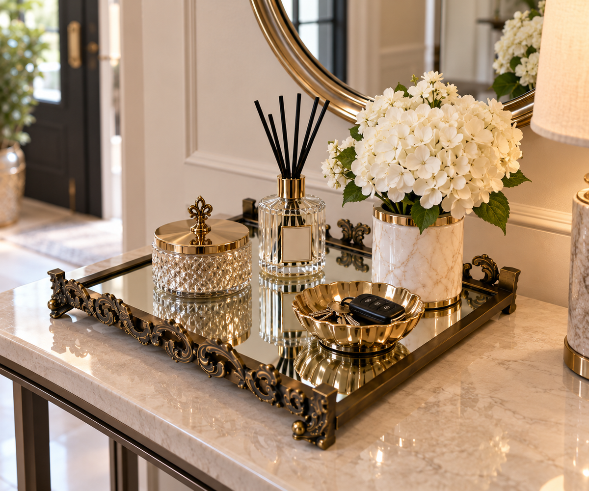 Luxury Mirrored Vanity Tray – Vintage Perfume & Makeup Organizer