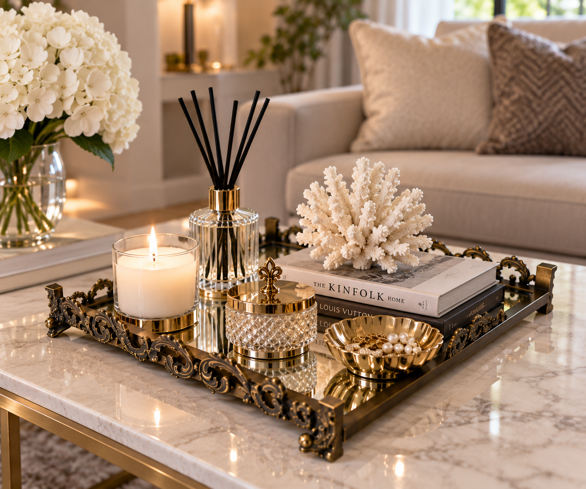 Luxury Mirrored Vanity Tray – Vintage Perfume & Makeup Organizer