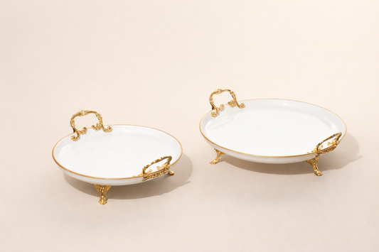 Luxury Round Porcelain Serving Stand, Pedestal Platter, Elegant Dessert Display Tray, Kitchen Presentation Decor