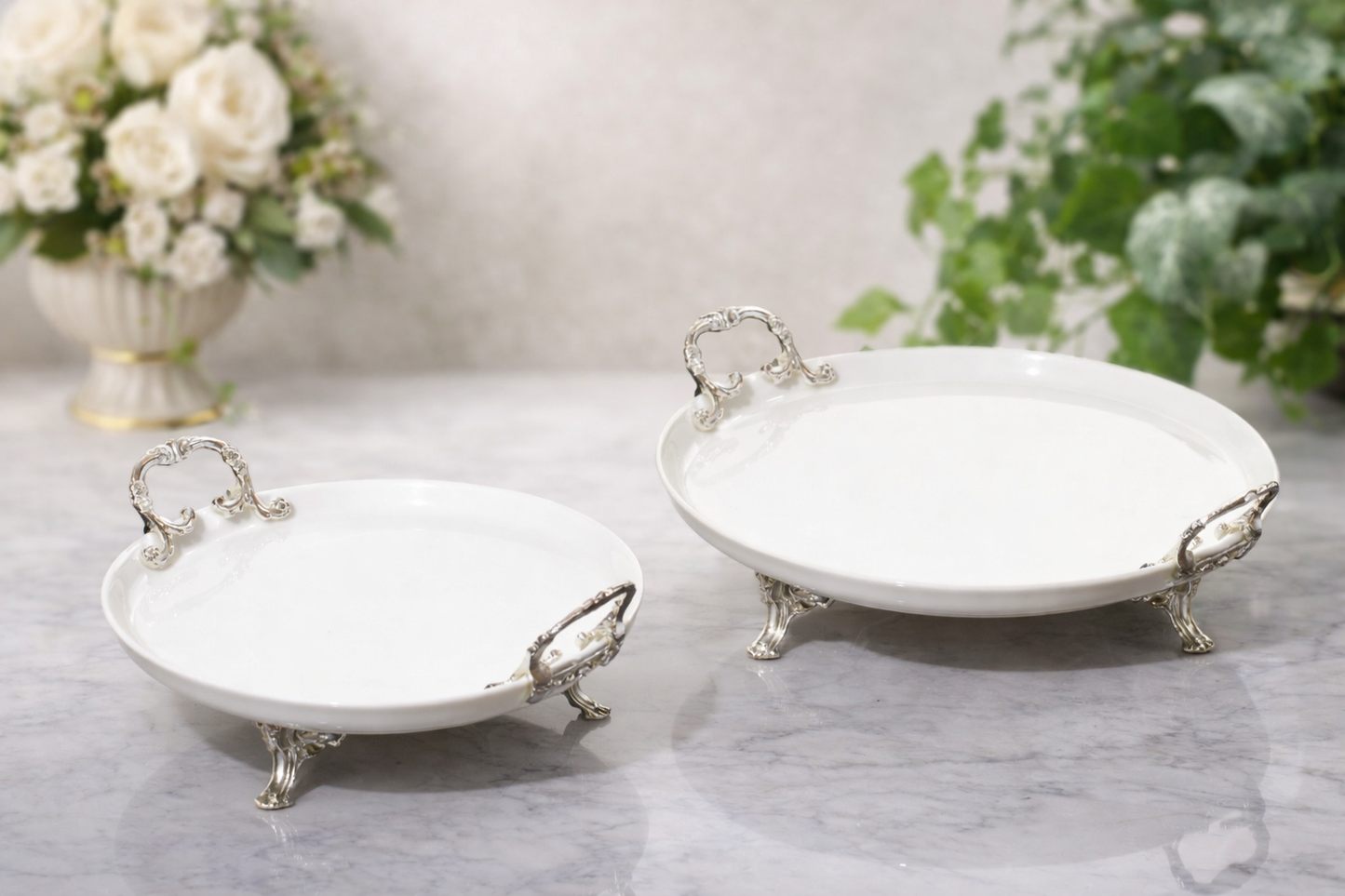 Luxury Round Porcelain Serving Stand, Pedestal Platter, Elegant Dessert Display Tray, Kitchen Presentation Decor