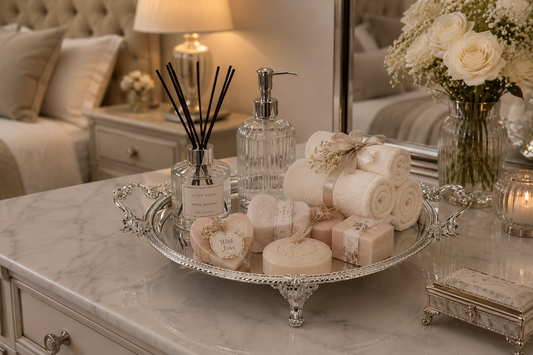 Luxury Bathroom Tray, Stainless Steel Pedestal Display Stand, Gold/Silver/Antique Finishes