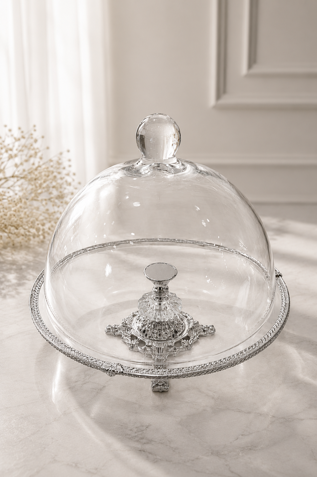 Luxury Wedding Glass Cake Stand 30 cm Pedestal Dessert Display