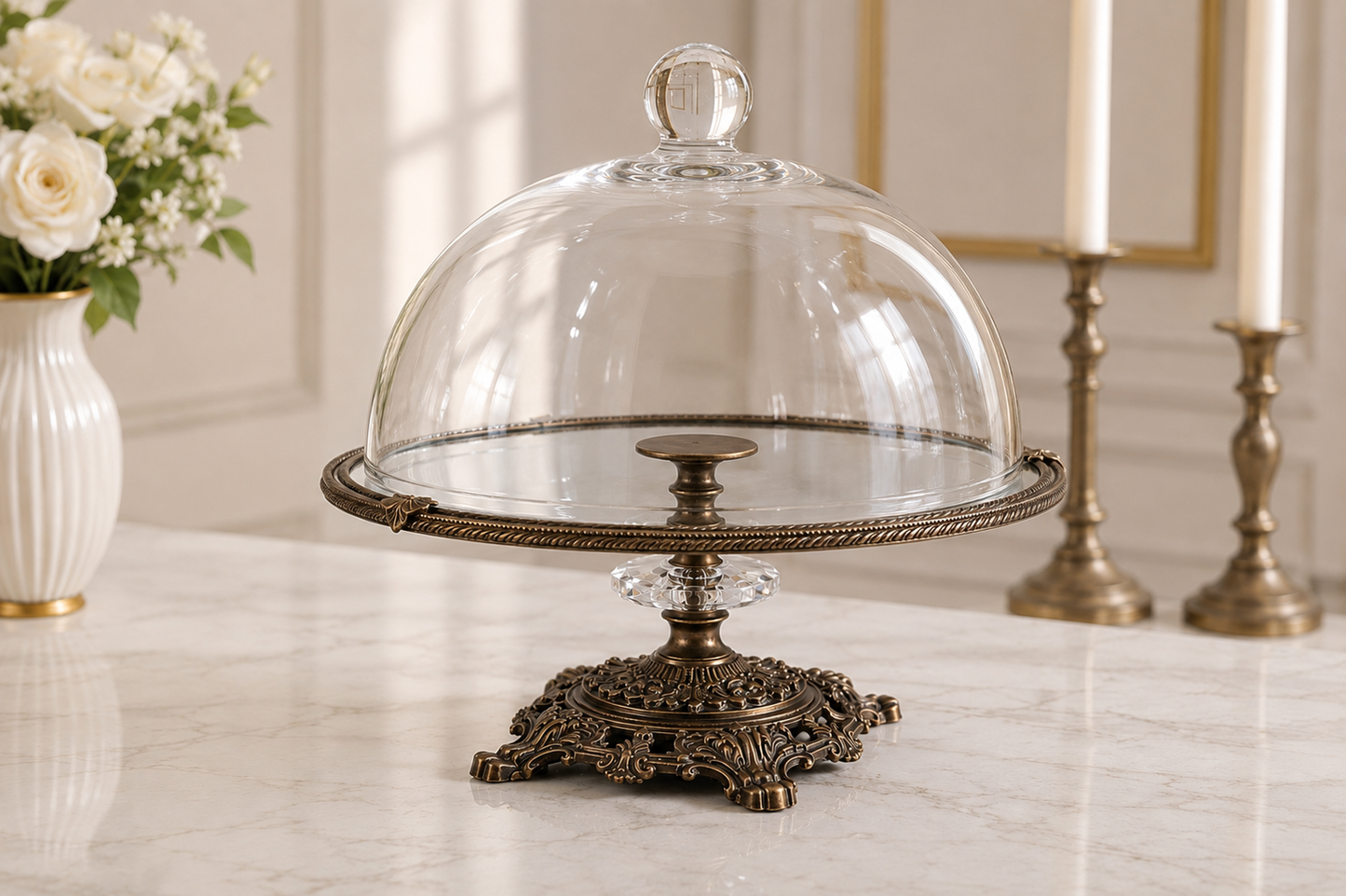 Luxury Wedding Glass Cake Stand 30 cm Pedestal Dessert Display