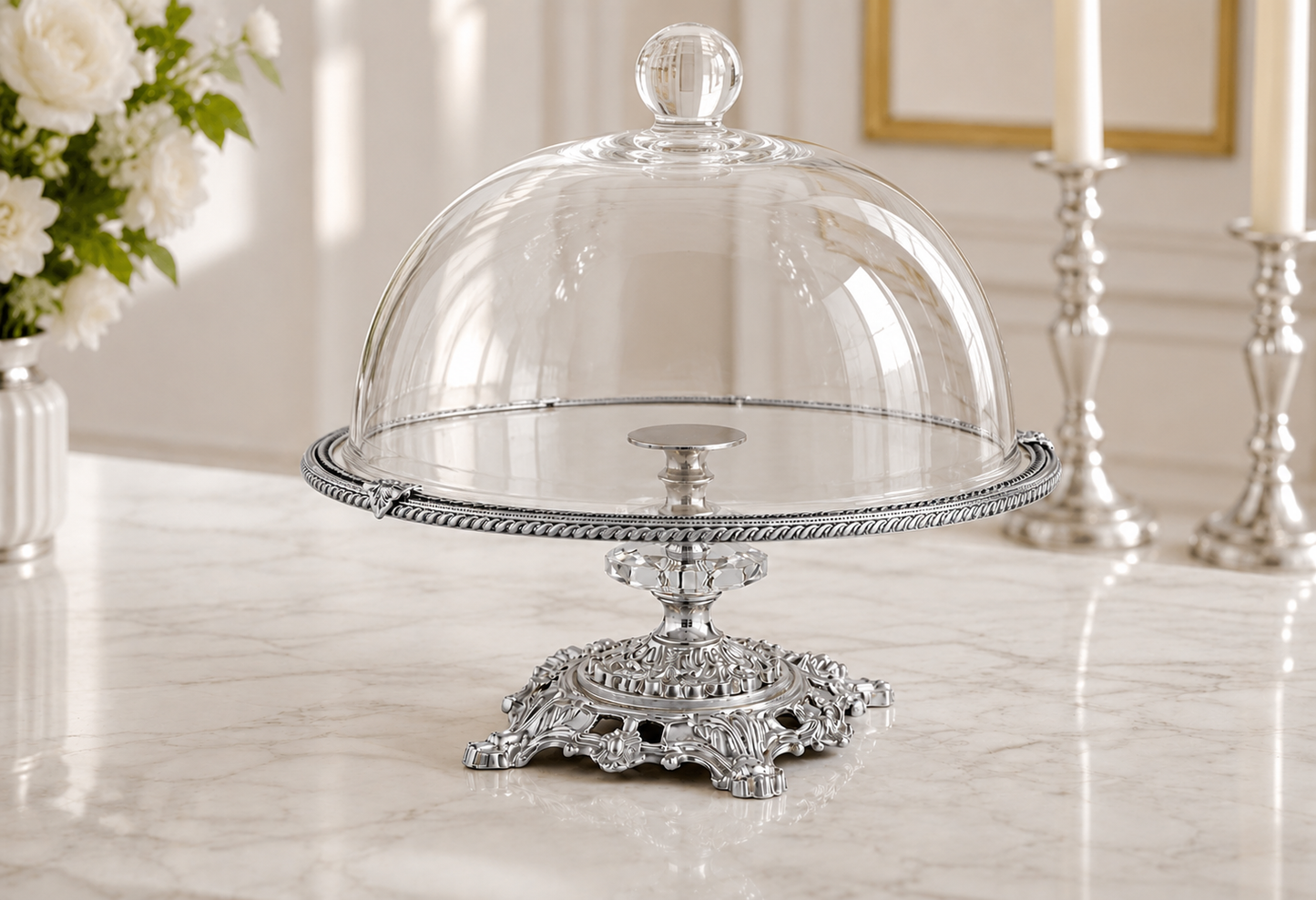 Luxury Wedding Glass Cake Stand 30 cm Pedestal Dessert Display