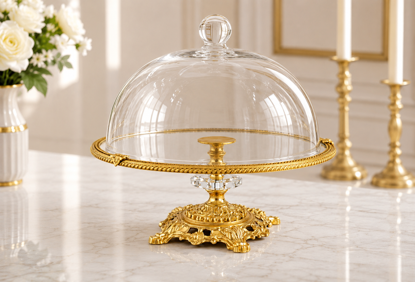 Luxury Wedding Glass Cake Stand 30 cm Pedestal Dessert Display