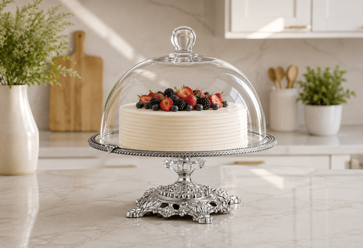 Luxury Wedding Glass Cake Stand 30 cm Pedestal Dessert Display
