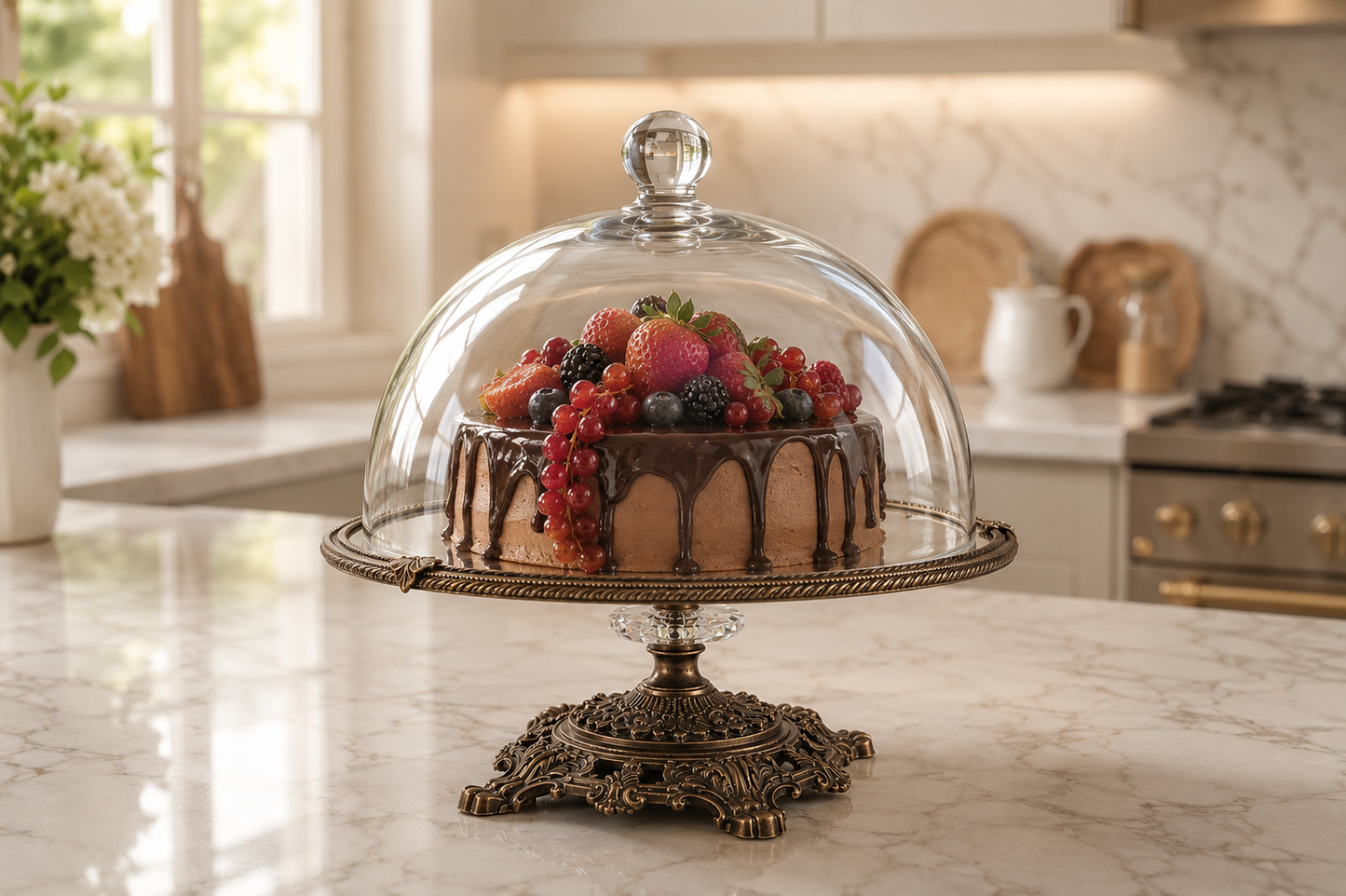 Luxury Wedding Glass Cake Stand 30 cm Pedestal Dessert Display