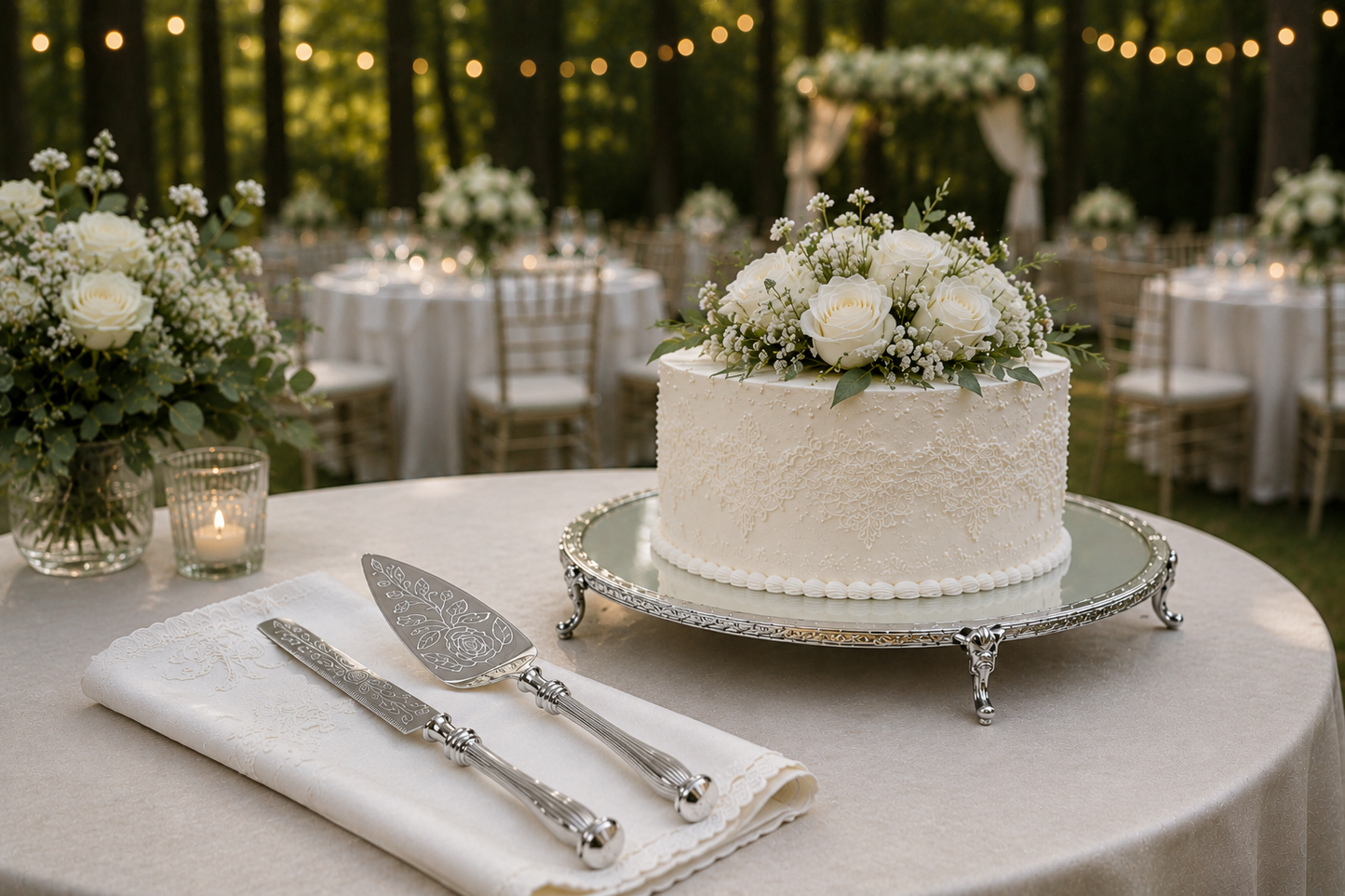 Wedding Set, Gold Wedding Cake Stand,  Wedding Cake Server Set