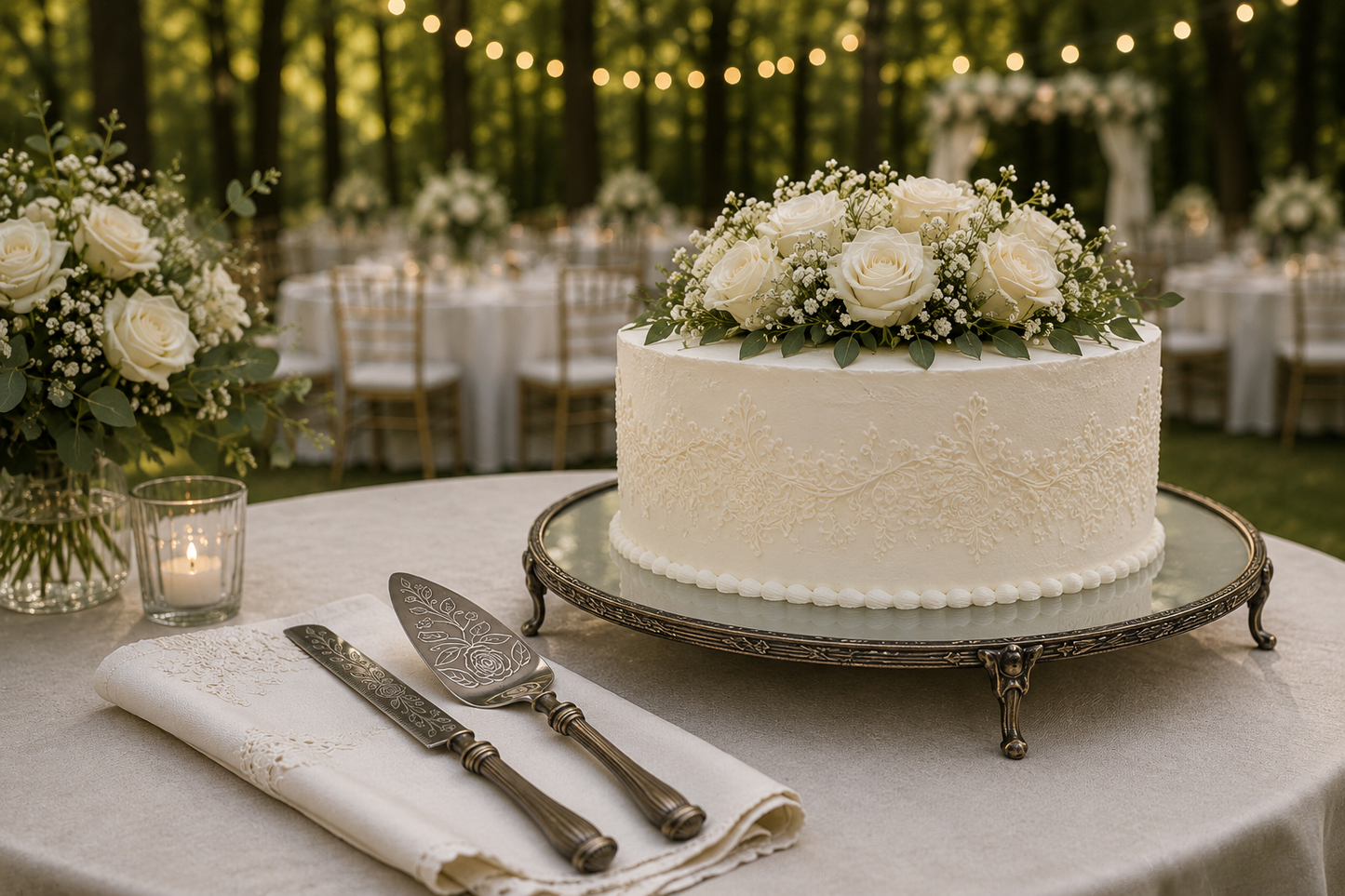 Wedding Set, Gold Wedding Cake Stand,  Wedding Cake Server Set