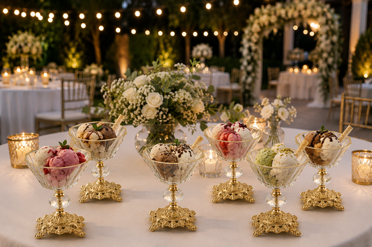 Luxury Crystal Ice Cream Bowl Gold Silver Vintage Dessert Cup Elegant Sundae Candy Nut Serving Dish Wedding Decor