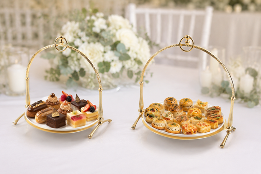 Luxury Porcelain Wedding Cake Stand, Serving Stand, Stainless Steel Dessert Display Tray