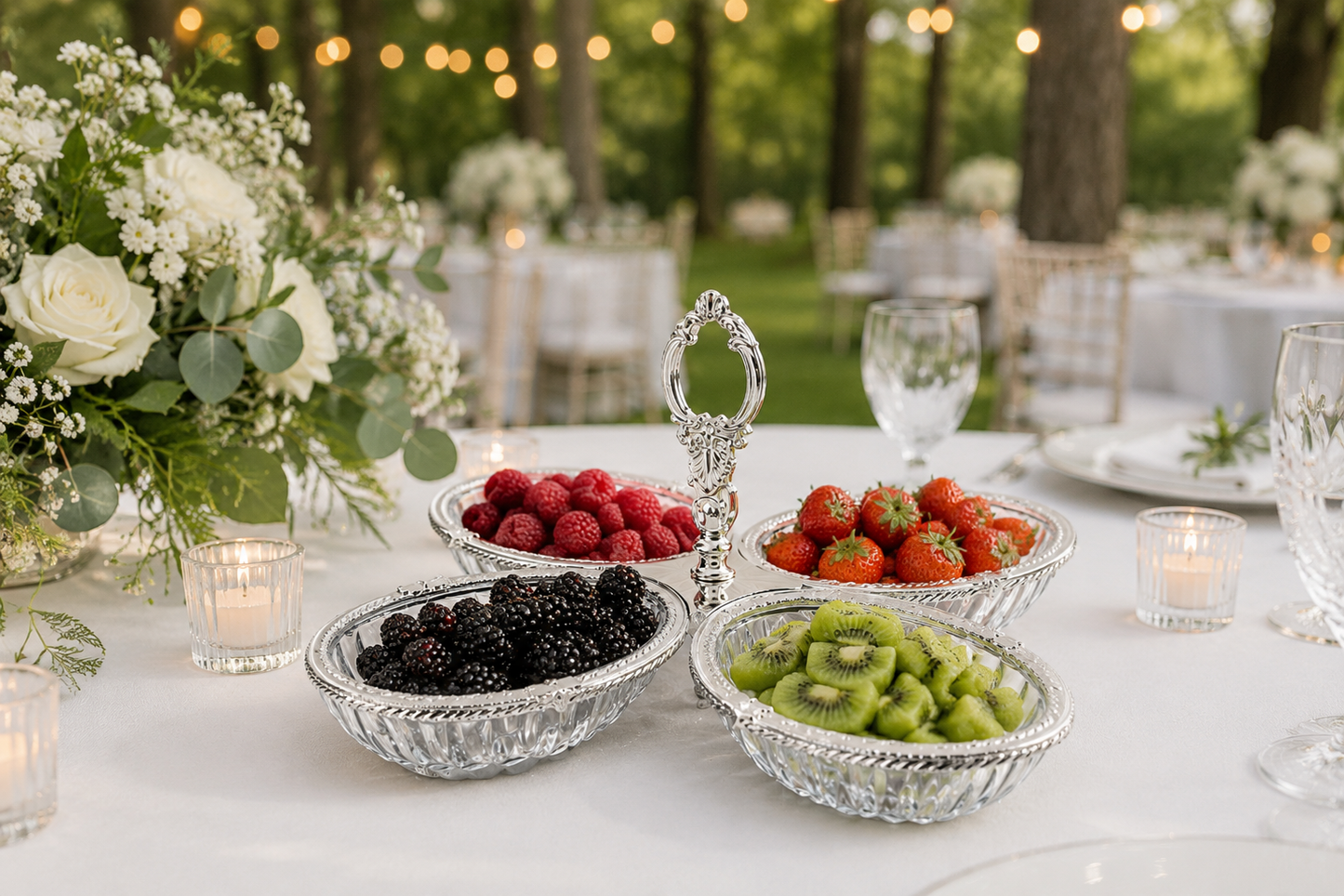 Breakfast Serving Glass Dish 4 Bowl, Ottoman Style, Condiment Bowl Set for Jam, Honey, Brunch and Entertaining