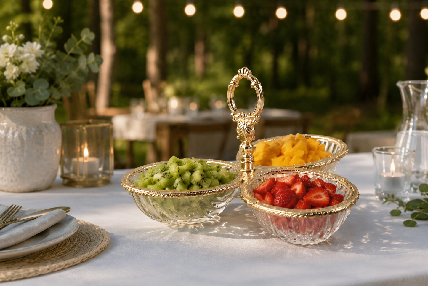 Breakfast Serving Glass Dish 4 Bowl, Ottoman Style, Condiment Bowl Set for Jam, Honey, Brunch and Entertaining