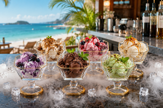 Glass Ice Cream Bowl Set: Gold Pedestal Sundae Serving Dishes, Set of 6