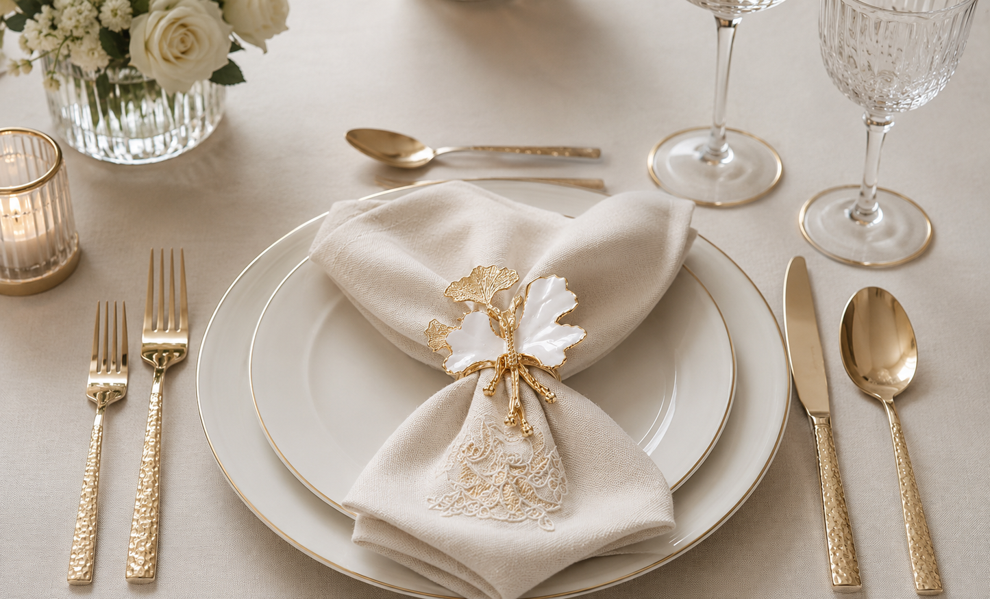 Luxury Gold Butterfly Napkin Rings, Tableware Decor, Serving Decor