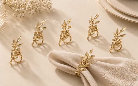 Elegant Olive Branch Napkin Rings – Available in Gold & Silver