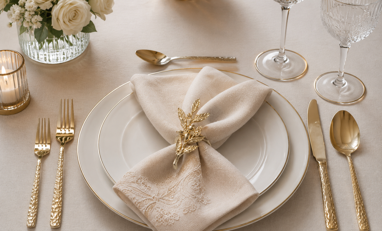 Elegant Olive Branch Napkin Rings – Available in Gold & Silver