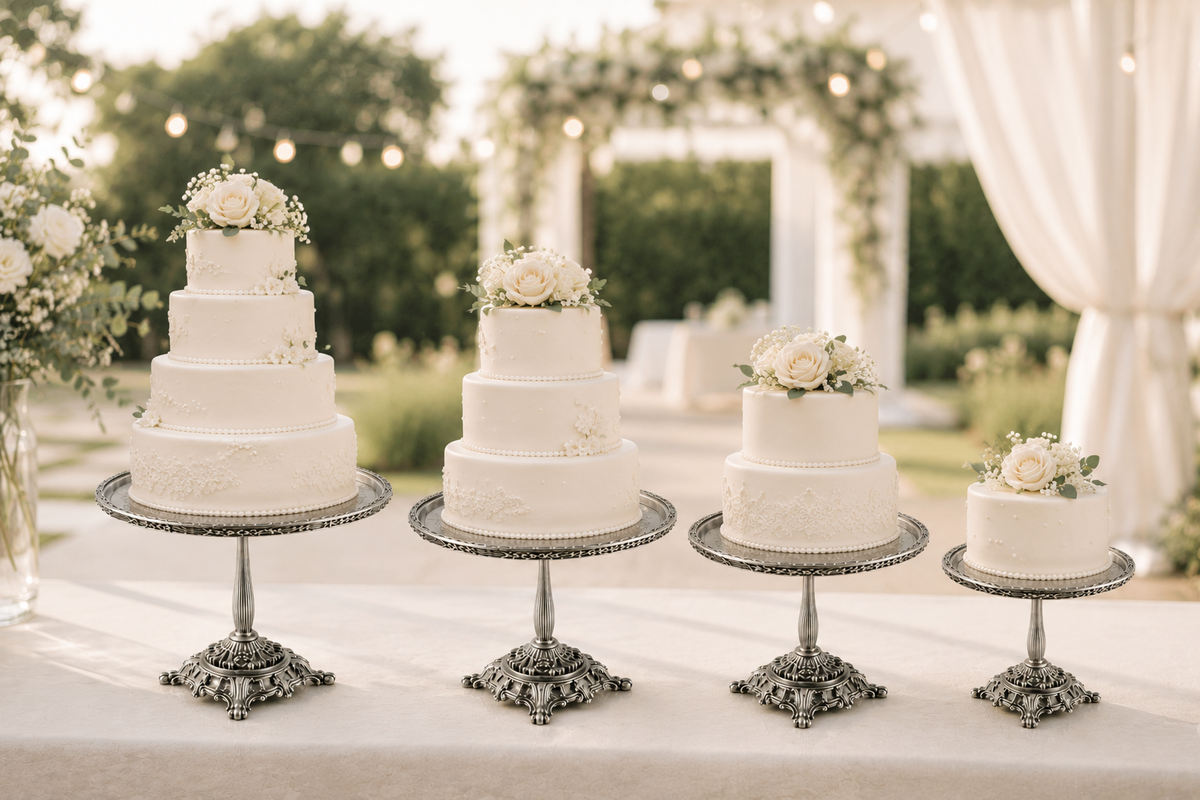 Silver Pedestal Dessert Stand | Vintage Metal Cake Display Tray