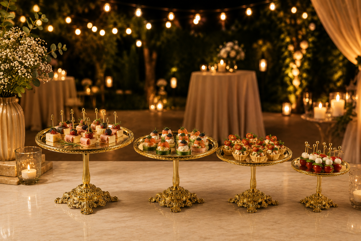 Silver Pedestal Dessert Stand | Vintage Metal Cake Display Tray