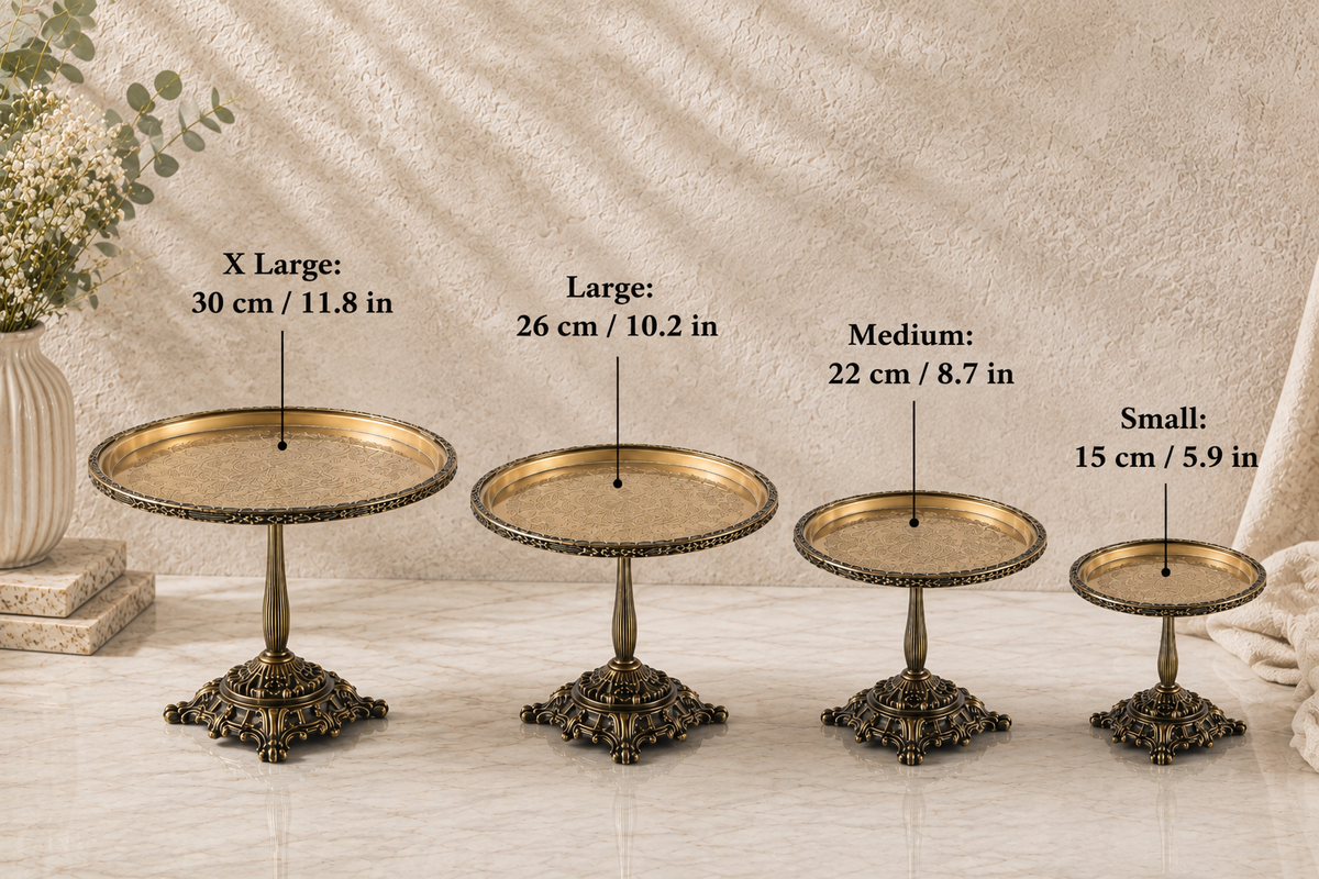 Silver Pedestal Dessert Stand | Vintage Metal Cake Display Tray