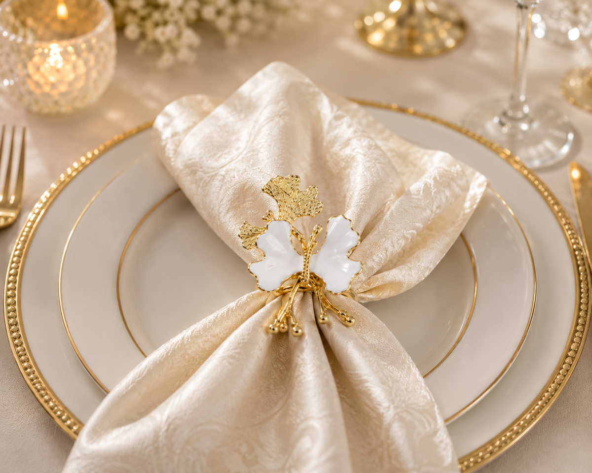 Luxury Gold Butterfly Napkin Rings, Tableware Decor, Serving Decor
