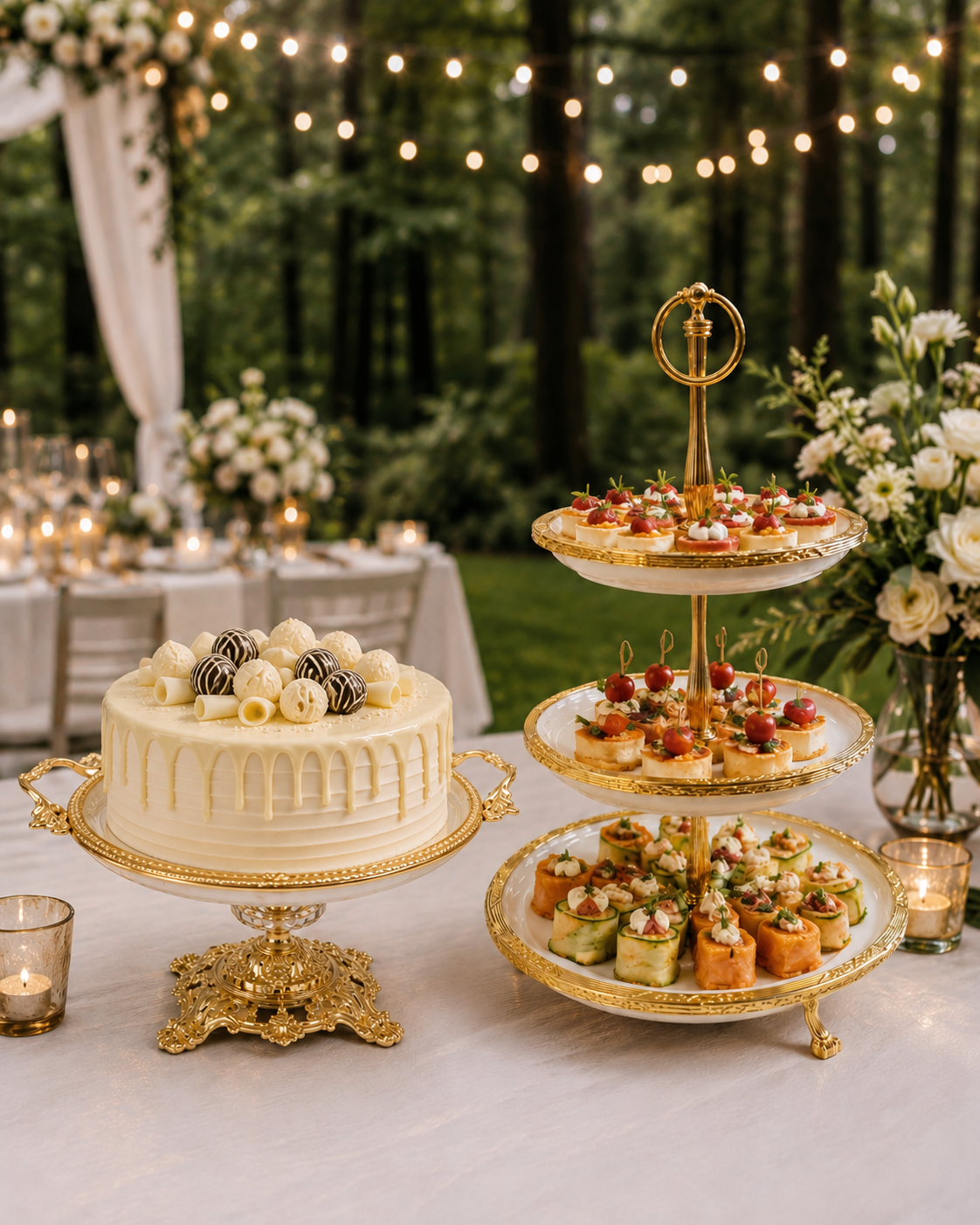 Gold Cake Stand 3 Tier Porcelain Serving Stand Set, Dessert Display, Wedding Buffet, Cupcake Tower, Afternoon Tea Decor