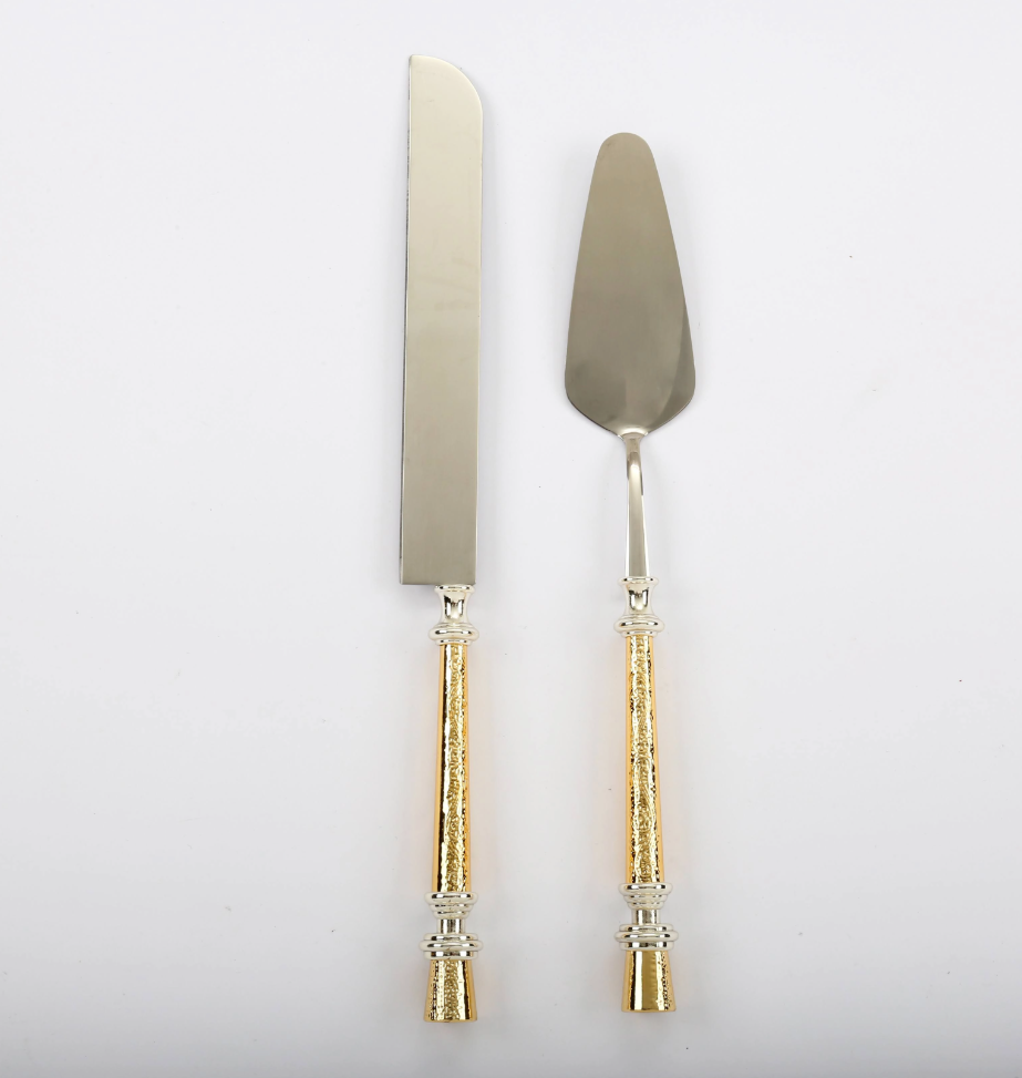 Luxury 5-Piece Serving Set - Gold & Silver Stainless Steel Serving Utensils