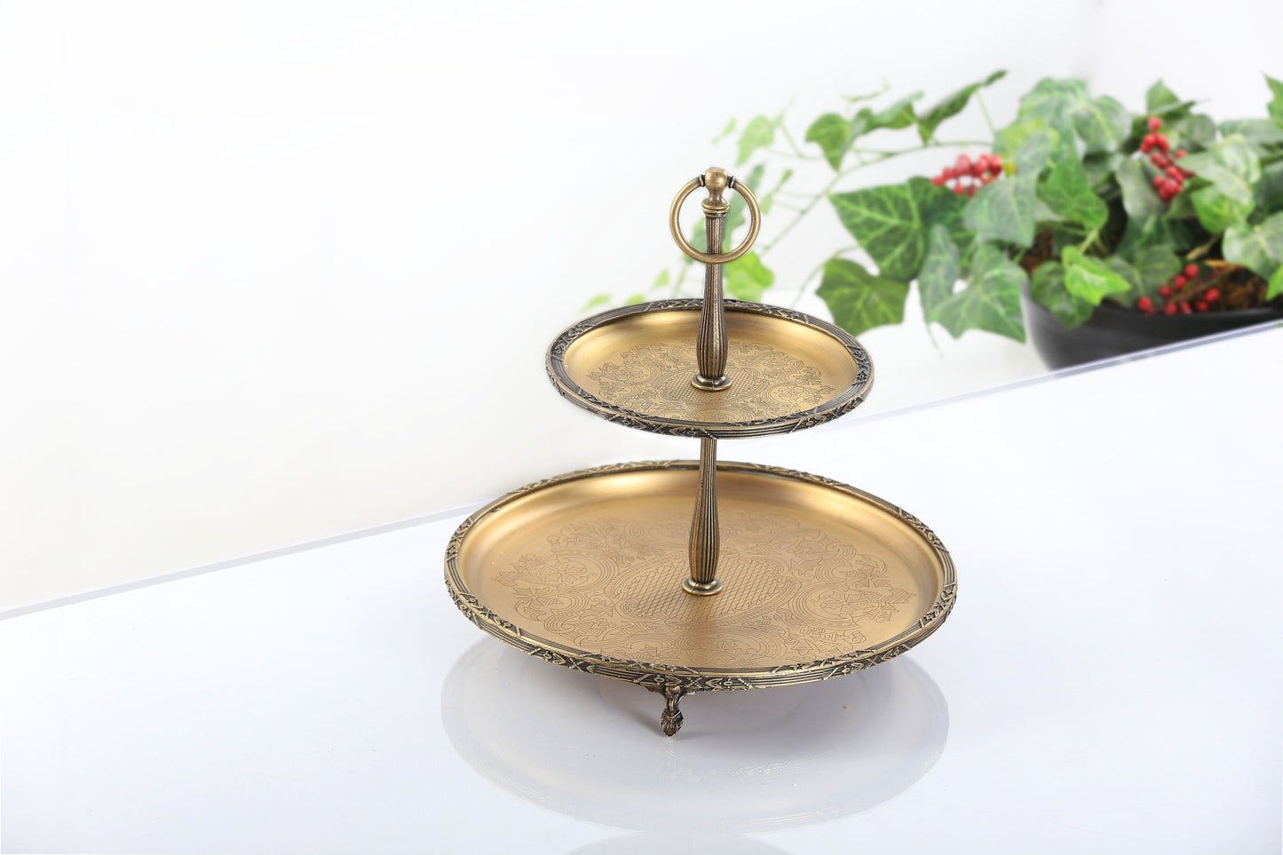 Luxury 2 Tier Serving Stand Stainless Steel Dessert and Appetizer Display