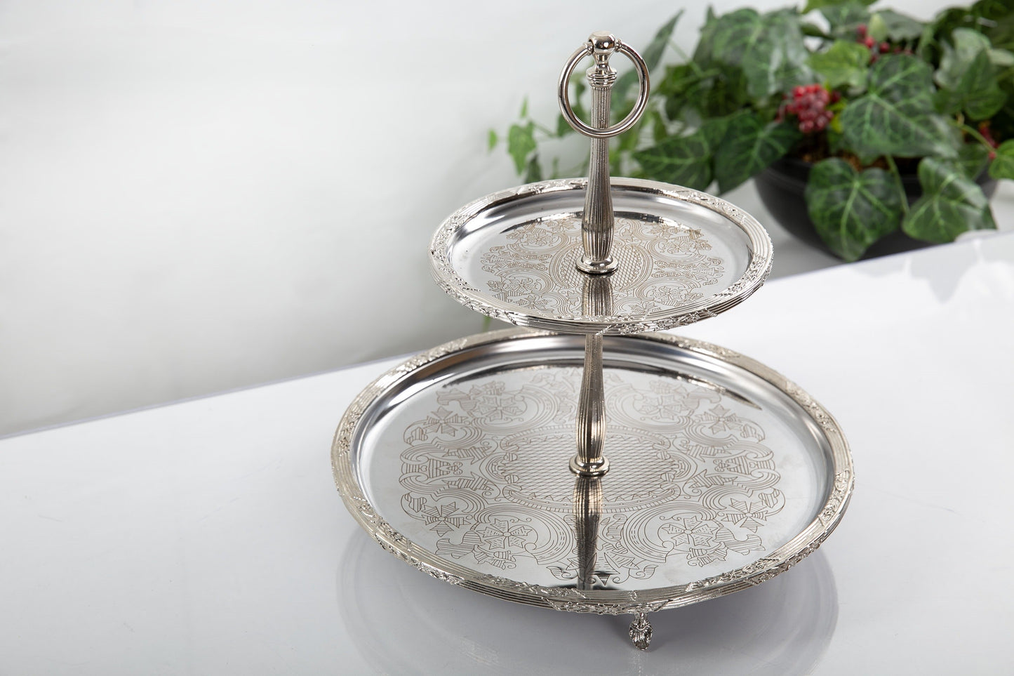Luxury 2 Tier Serving Stand Stainless Steel Dessert and Appetizer Display