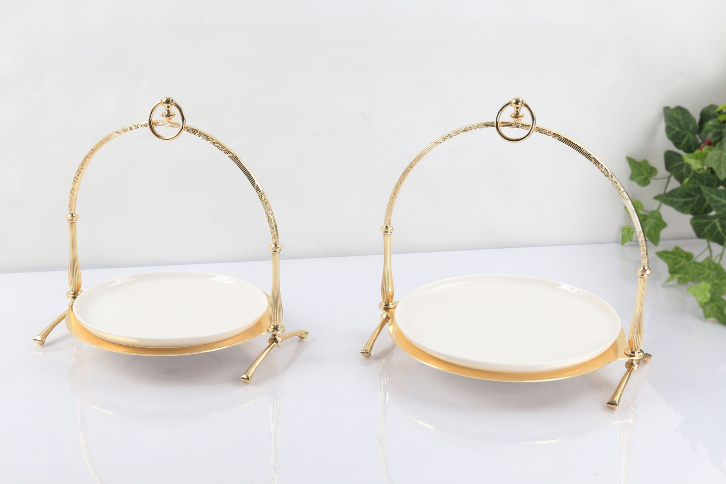 Luxury Porcelain Wedding Cake Stand, Serving Stand, Stainless Steel Dessert Display Tray