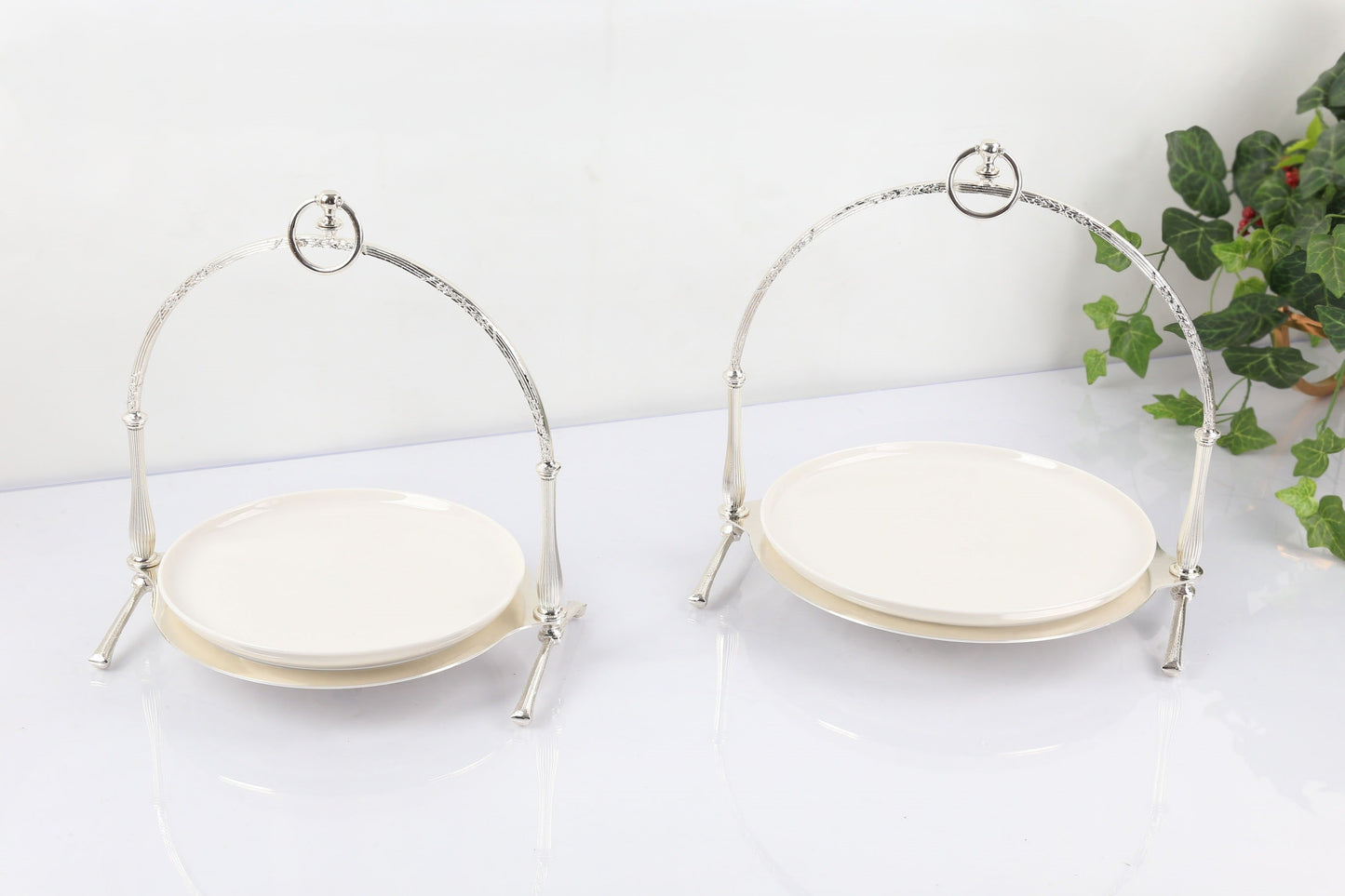 Luxury Porcelain Wedding Cake Stand, Serving Stand, Stainless Steel Dessert Display Tray