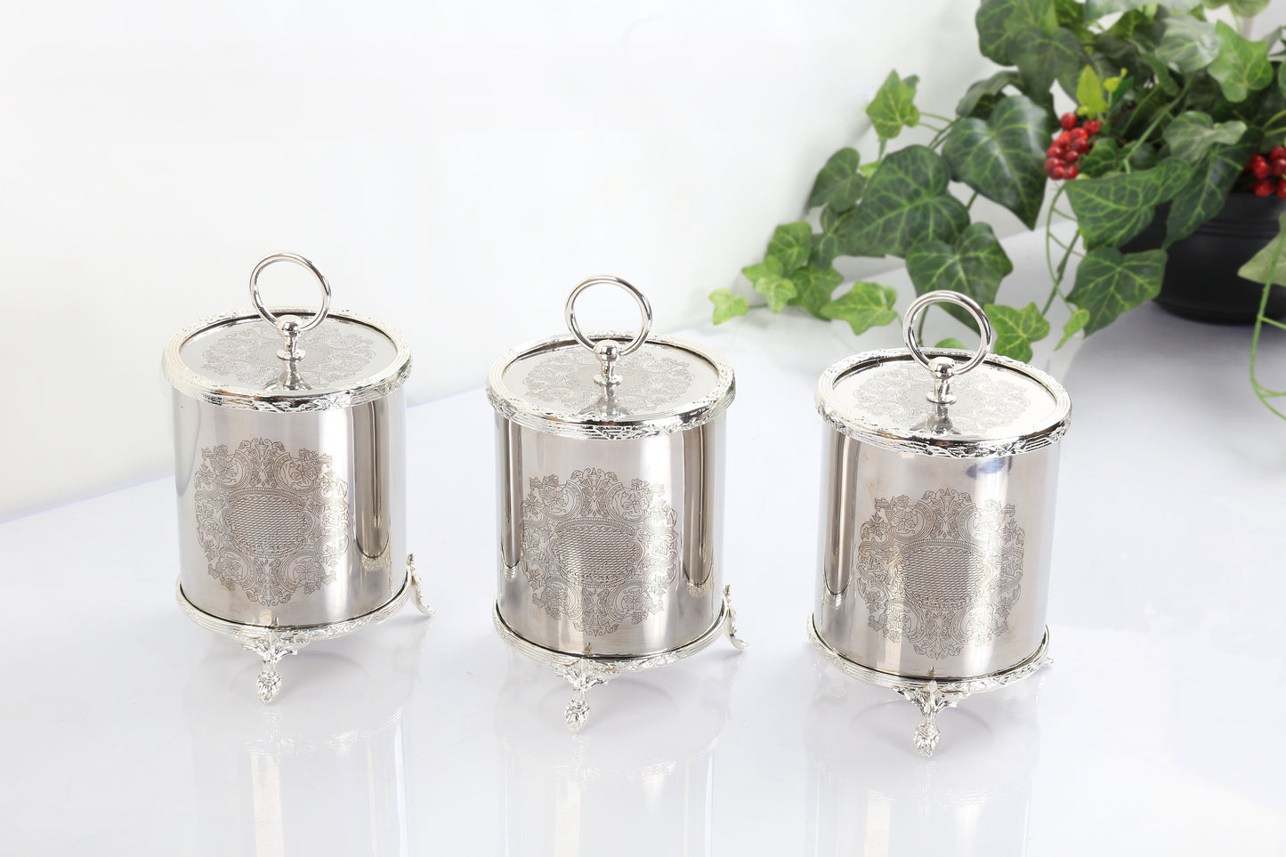 Luxury Gold Kitchen Canister Set of 3 1200cc Food Storage Jars